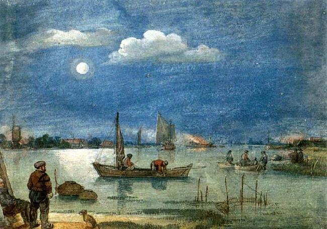 AVERCAMP, Hendrick Fishermen by Moonlight China oil painting art